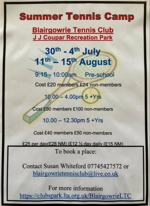 Summer Tennis Camp - Blairgowrie Tennis CLub